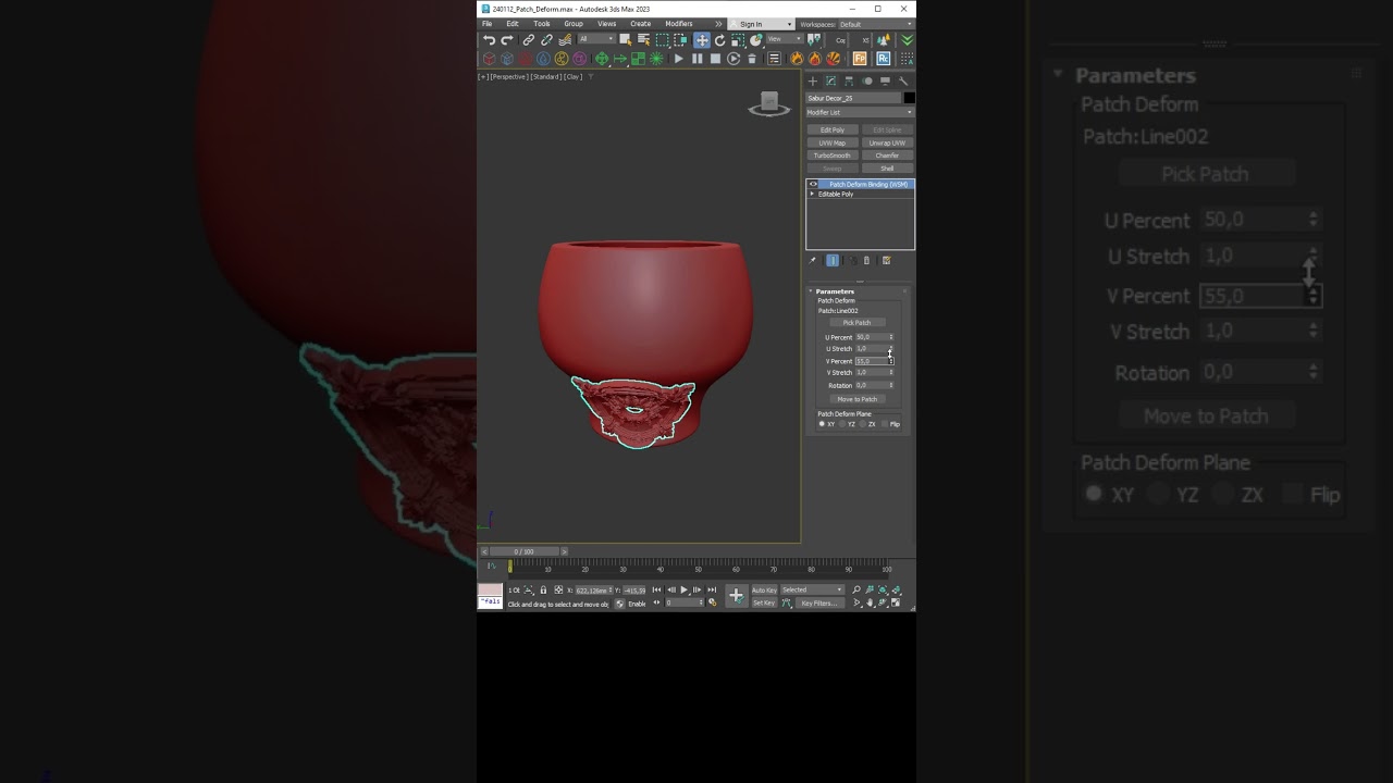 Mastering Patch Deform in 3Ds Max: Sculpting Reliefs on 3D Objects  #modelingtips #3dsmax #shorts