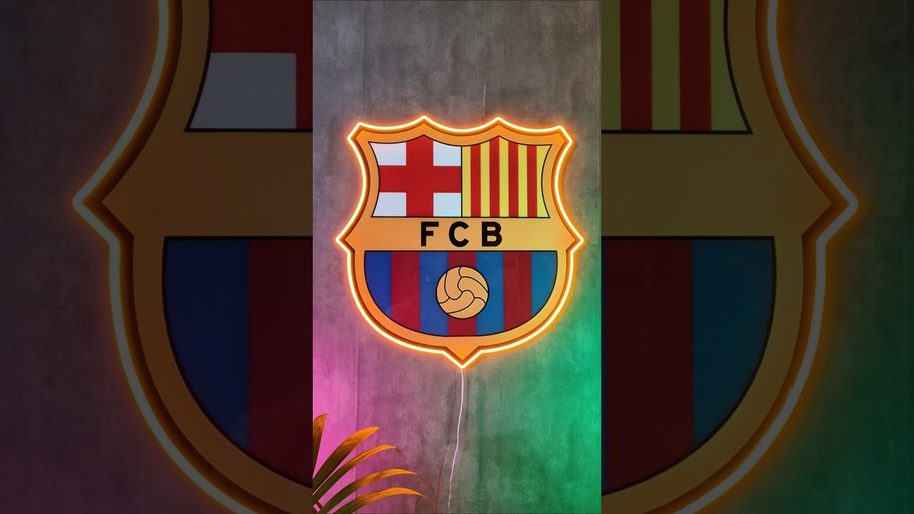 Escudo con resina y led Ne&oacute;n FCBARCELONA ❤💙 #fcbarcelona #resinart