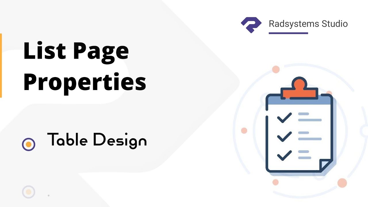 Table Design Configuration in List Page Properties | RadSystems Studio