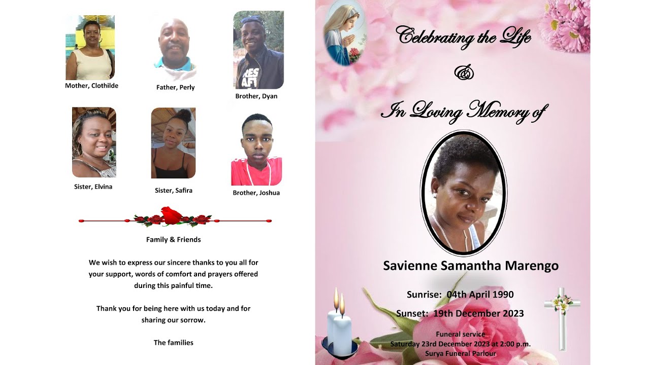 Celebrating The Life And In The Loving Memory of Savienne, Samantha Marengo