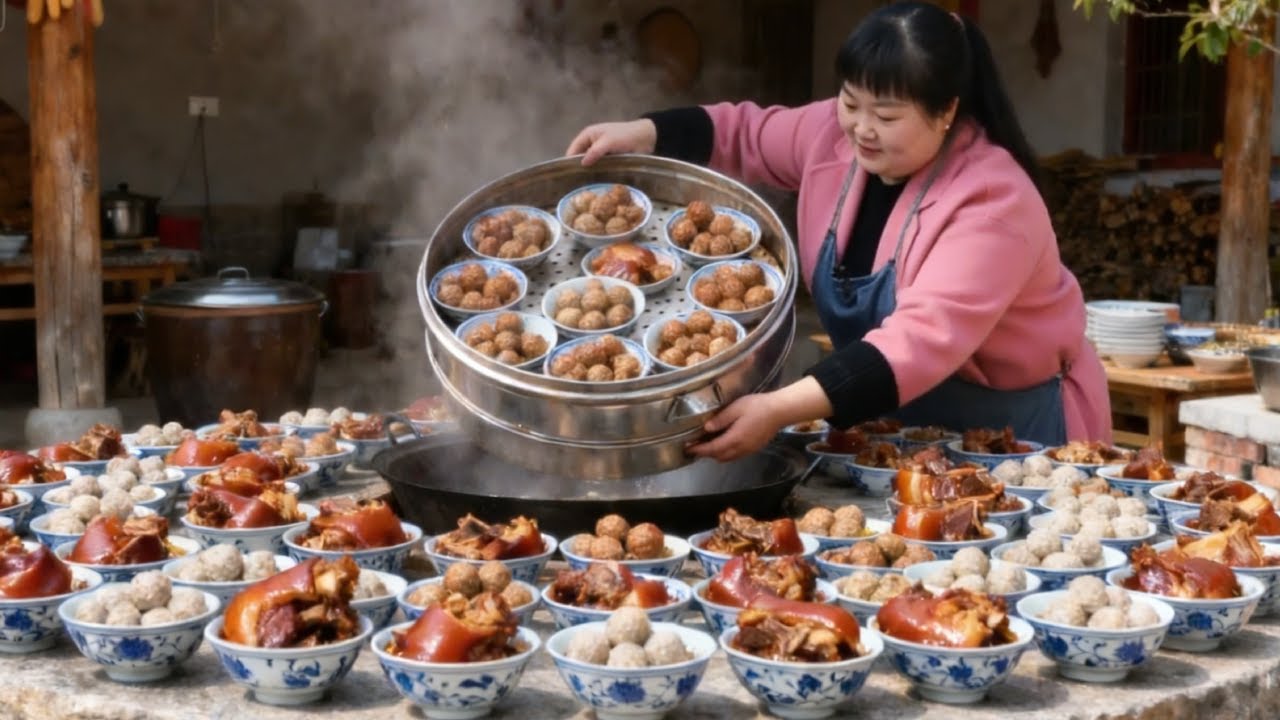 【陕北霞姐】陕北年味精髓：霞姐探秘老八碗制作，先炸后蒸一次几百碗！