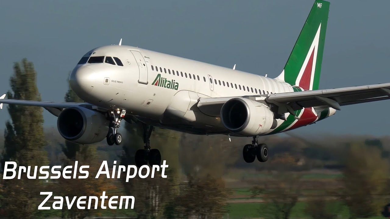 Plane Spotting Brussels Airport Zaventem Landings in close-up. 4K Aviation