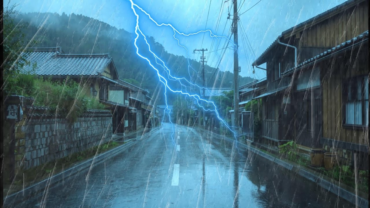 Heavy Rain Sounds for Sleeping 🌧️ Thunderstorm Night Ambience for Deep Sleep