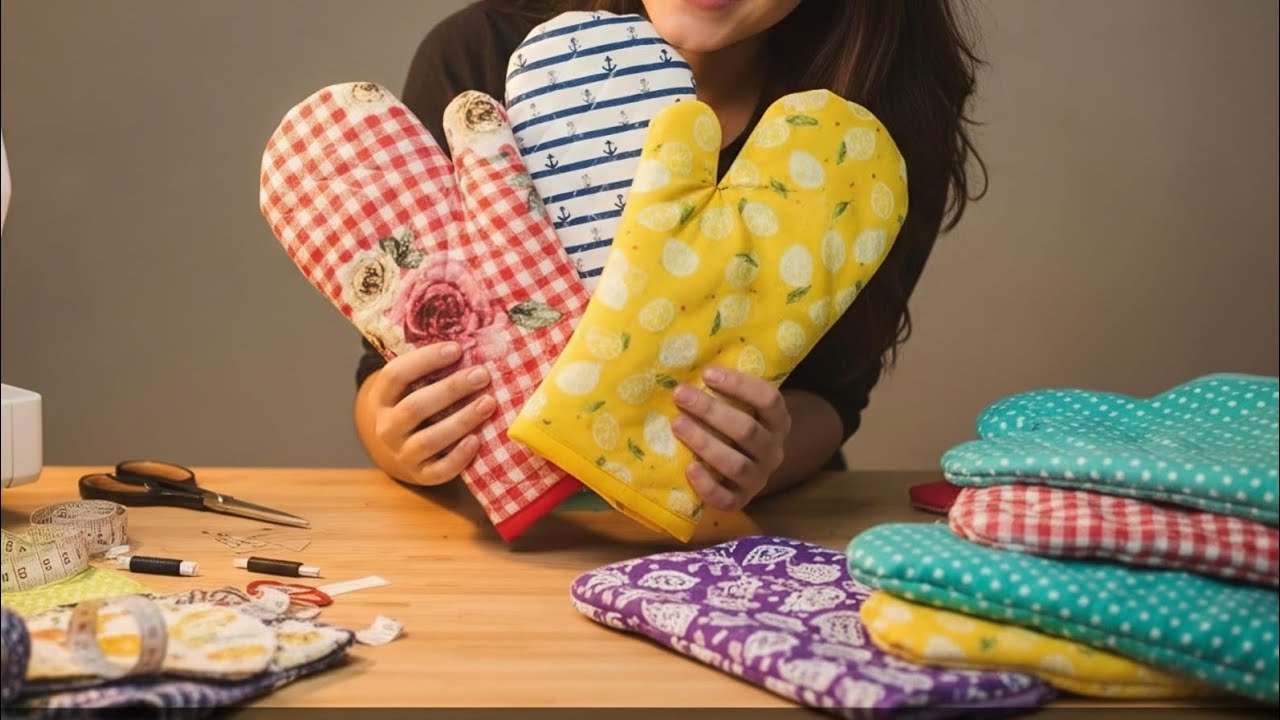 GUANTE DE COCINA| Fácil y Rapido | Convierte restos de tela en  hermosos guantes de cocina