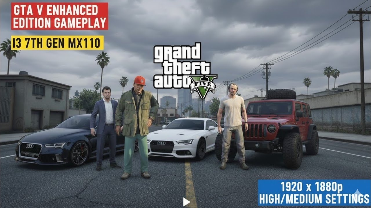 i3 7th Gen MX110 GTA 5 Enhanced Benchmark 2024 1080p High/Medium FPS Test (SanketGamer-LowEndPc)