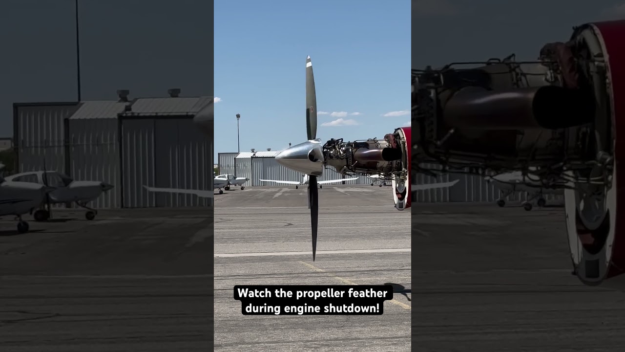 propeller feathering on a PC-12/47E during engine shutdown #pilatus #pc12 #aviation #pilot #mechanic
