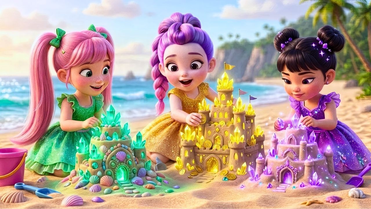 RUMI GOLDEN VS ZOEY VIOLET VS MIRA EMERALD: Who Wins The Sandcastle Battle! | KPOP Demon Hunters