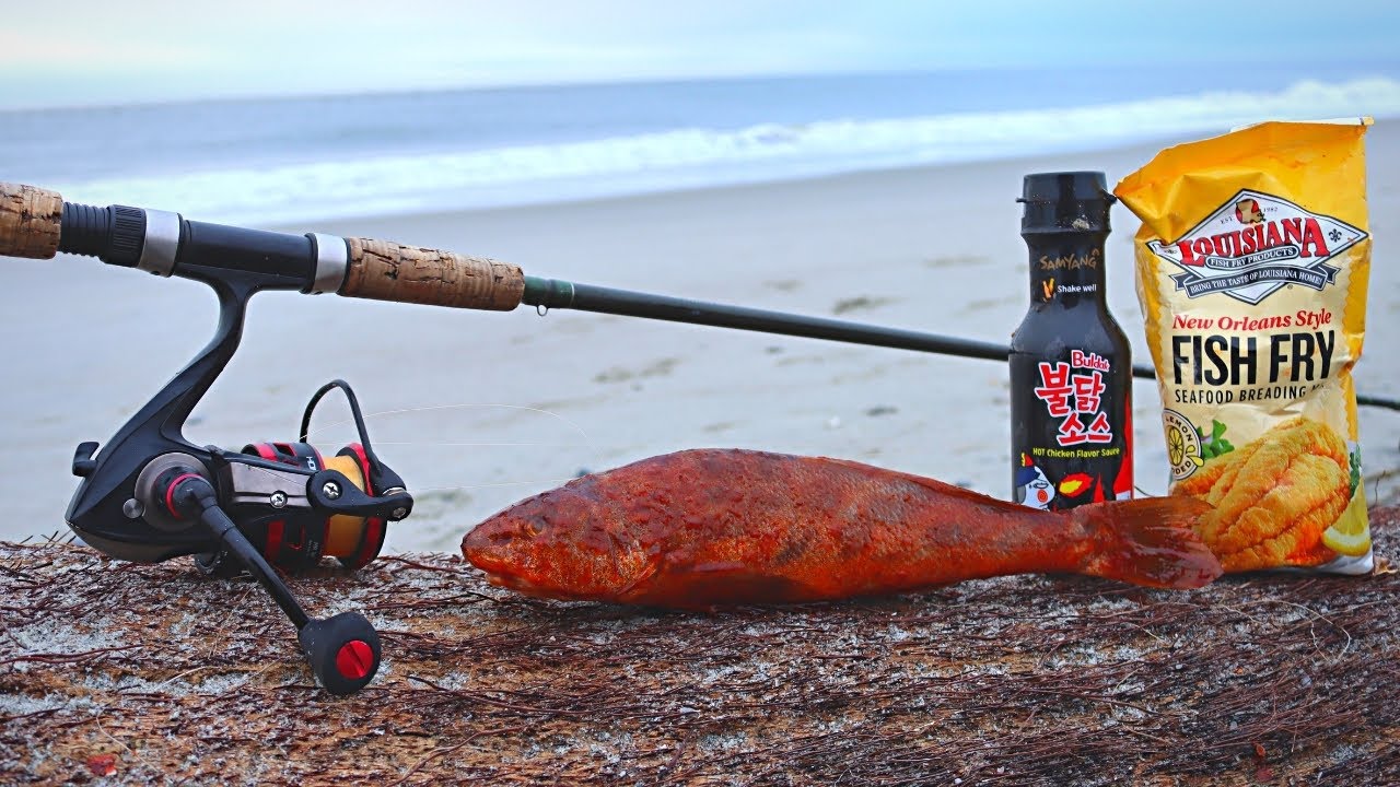 Catch n' Cook Korean FIRE SAUCE FISH on the Beach!