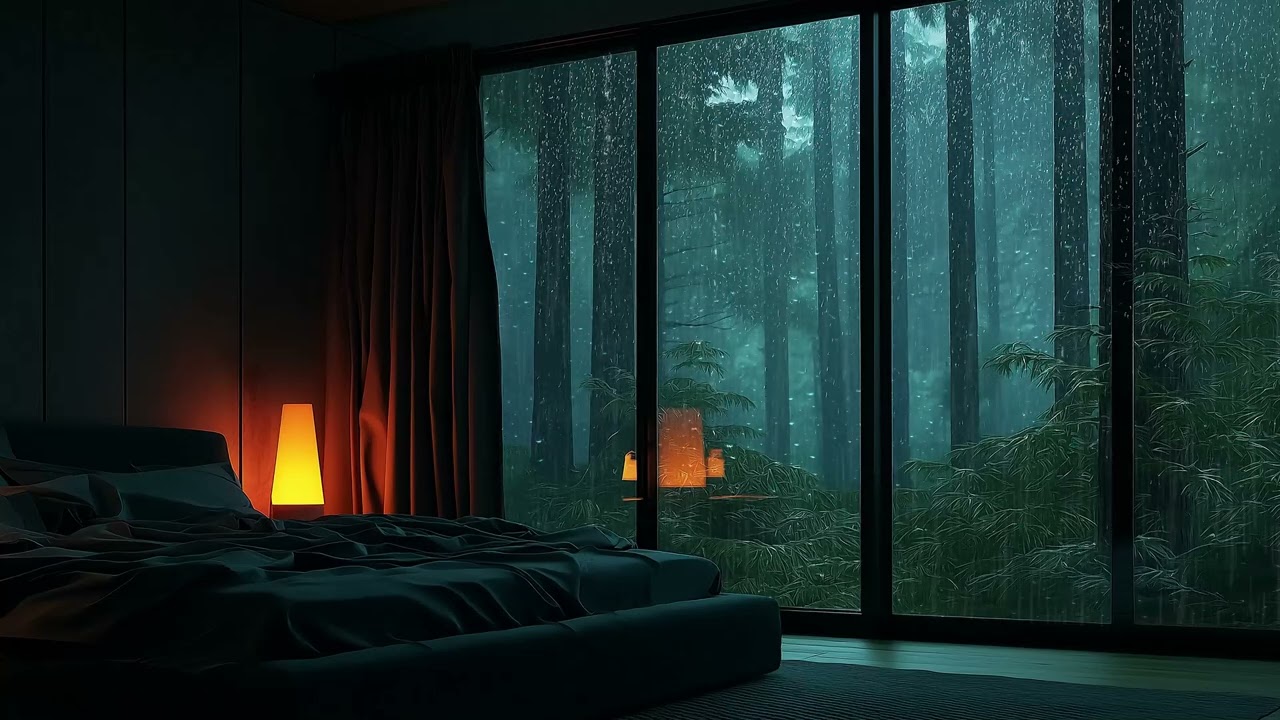 🌧️ Cozy Piano Rain | 3 Hours Bedroom Ambience with Rain Outside | Relax Unwind Study Meditation