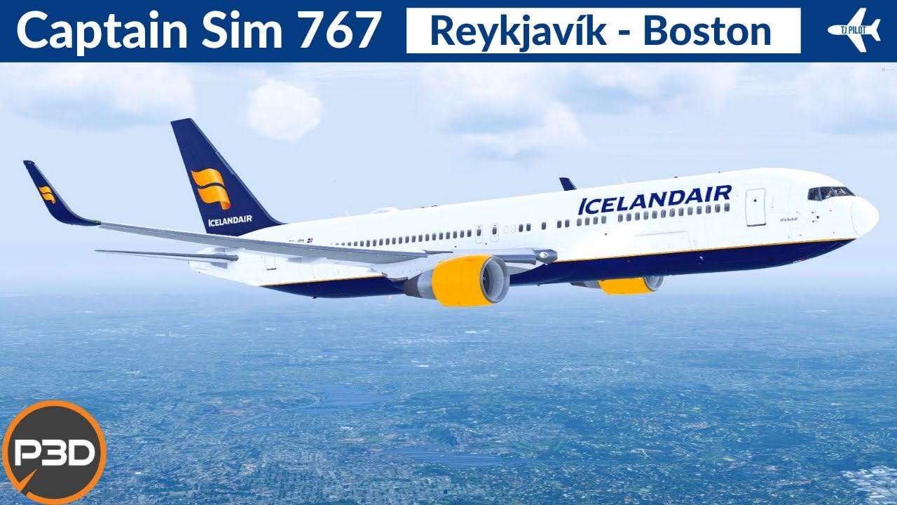 [P3D v5.1] Captain Sim 767-300ER Icelandair | Reykjavík to Boston | Full flight