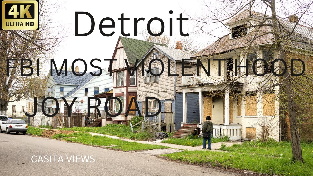 Detroit neighborhood / joy road / rated FBI most violent neighborhood in the USA  / 4k
