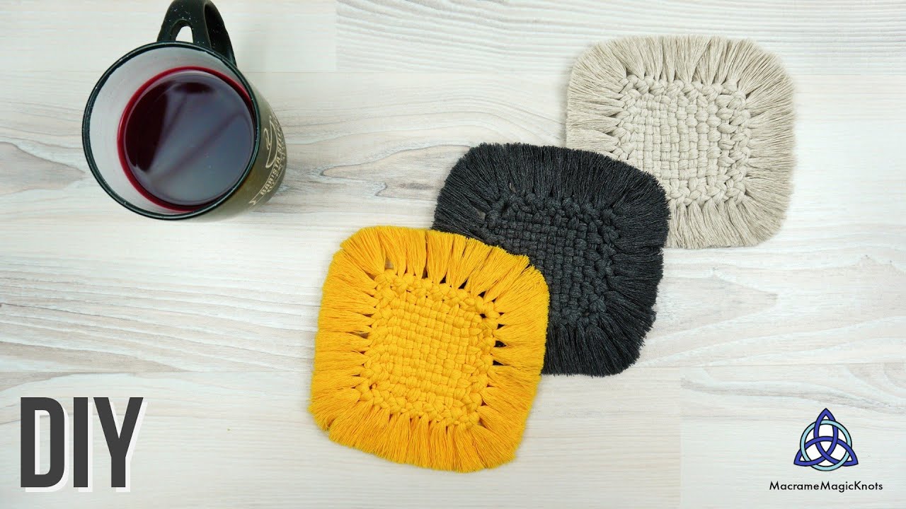 SQUARE MACRAME COASTERS TUTORIAL | Table Coasters DIY | Home Decor Ideas