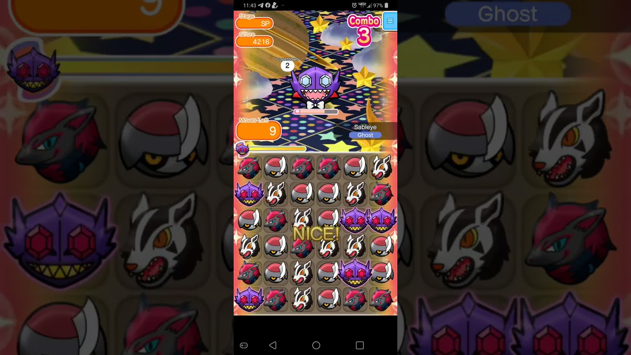 Pokemon Shuffle Mobile - Spooky Sableye ITEMLESS and Caught (Without using event Pokemon)