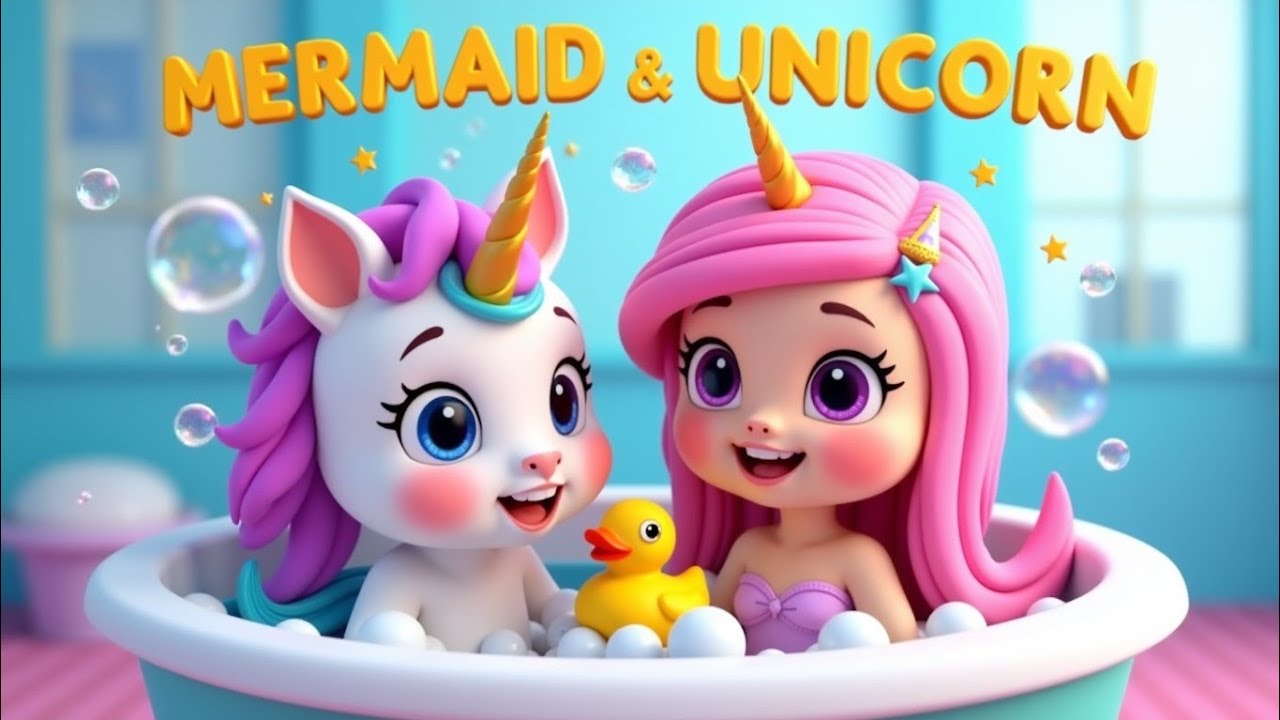 Mermaid & Unicorn Bath Time Song 🛁🦄 | Fun Kids Nursery Rhyme | 