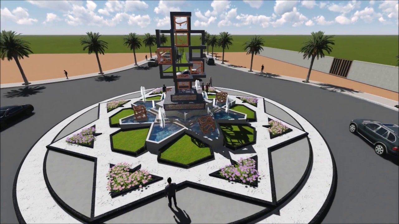 Aménagement proposé (01) du rond point  -cours- Biskra  تهيئة مقترحة لمفترق الطرق -الكورس- بسكرة