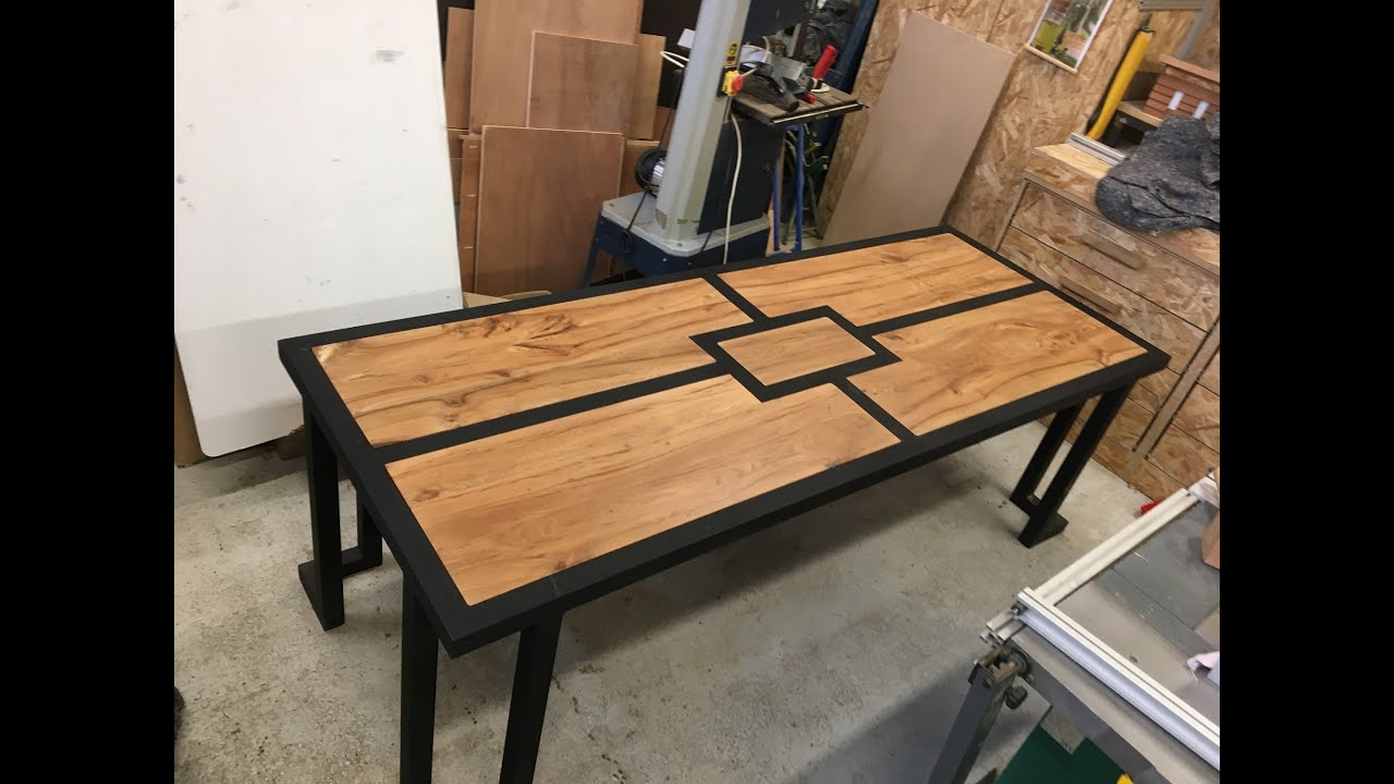 Table bois et métal /wood and steel table