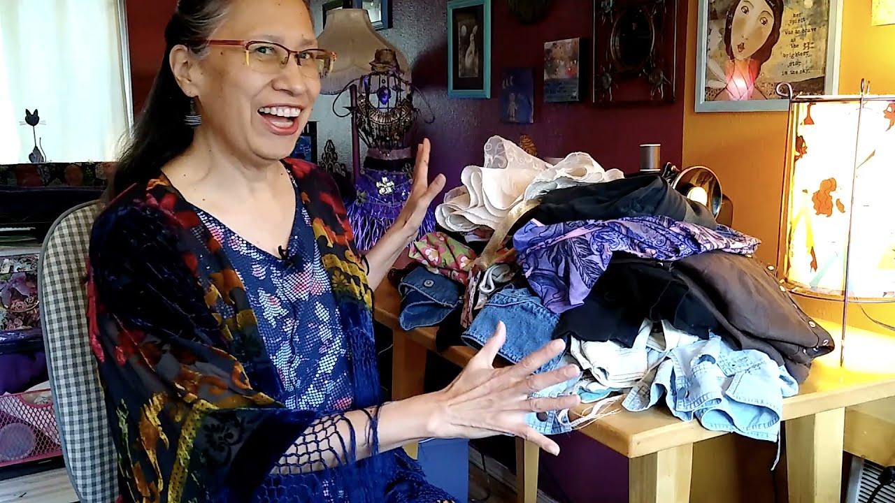 Bin Haul from Goodwill for upcycling demin jean jackets and other second hand thrifting