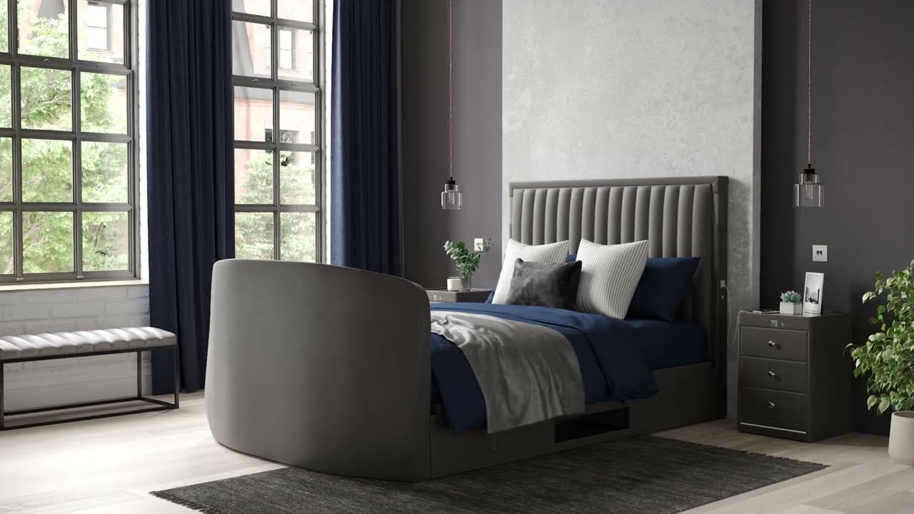 BENSONS FOR BEDS Aura Ottoman TV Bed Frame With Dolby Atmos Surround Sound