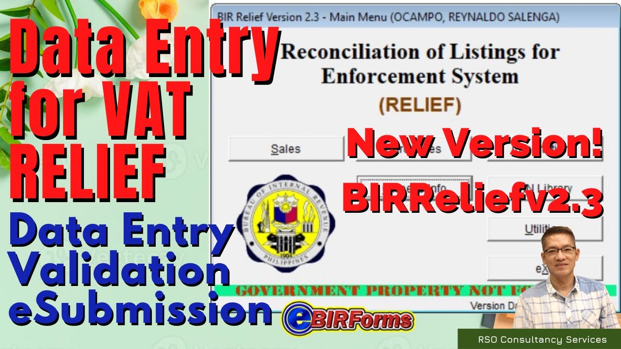 VAT RELIEF DATA ENTRY, VALIDATION, & ESUBMISSION | PART 3