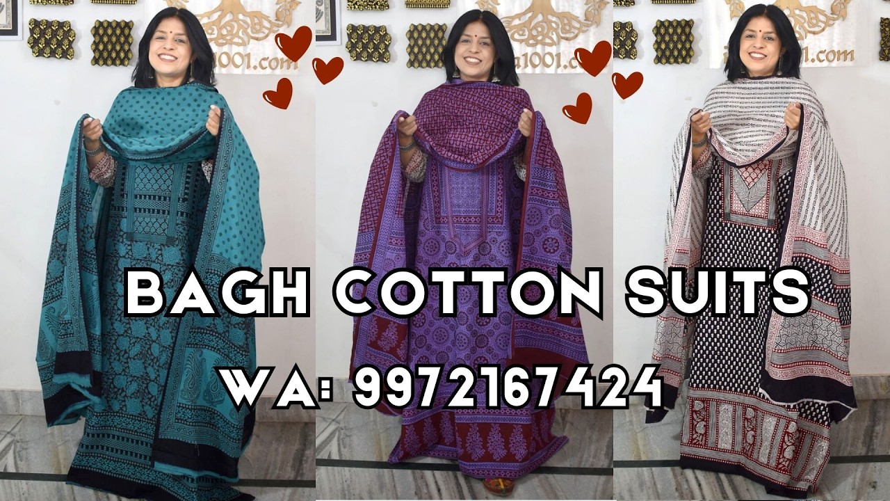 10Mar BAGH COTTON SUITs by Award Winning karigar. WA 9972167424 India1001