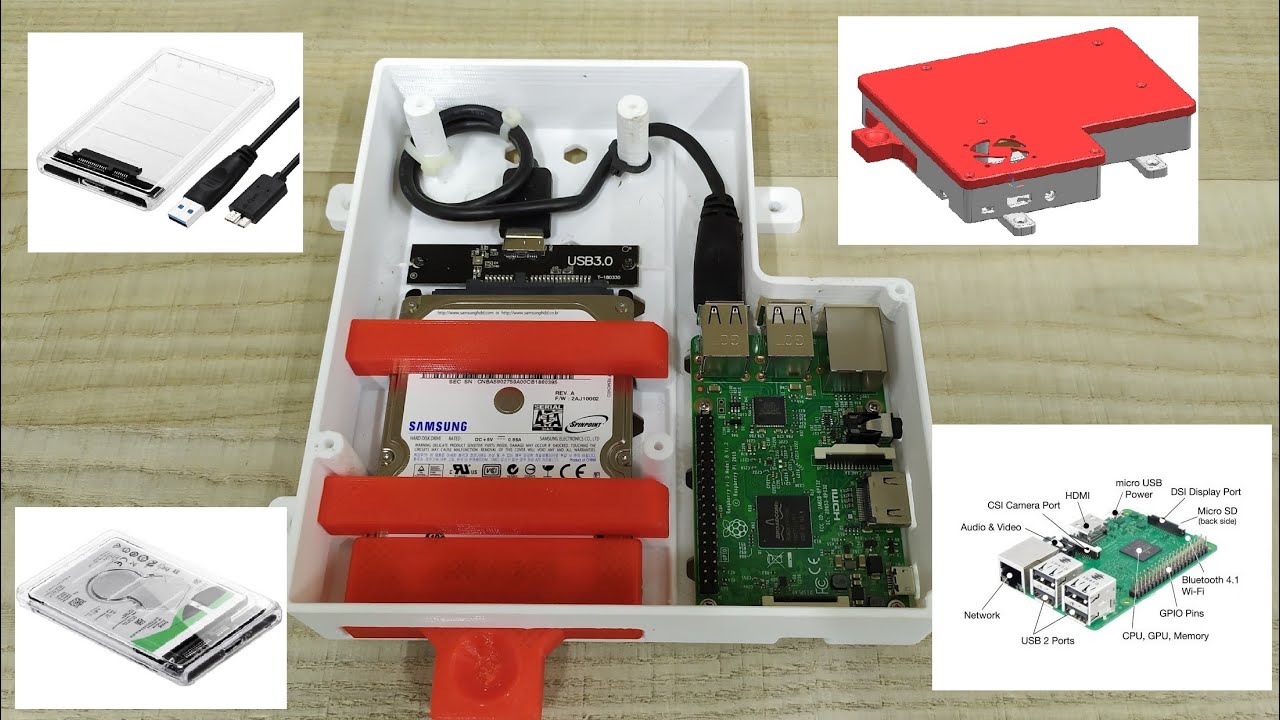Magazyn Energii - Obudowa Raspberry Pi 3B + HDD USB 2.5 SATA #RaspberryPi #Druk3D #Powerwall
