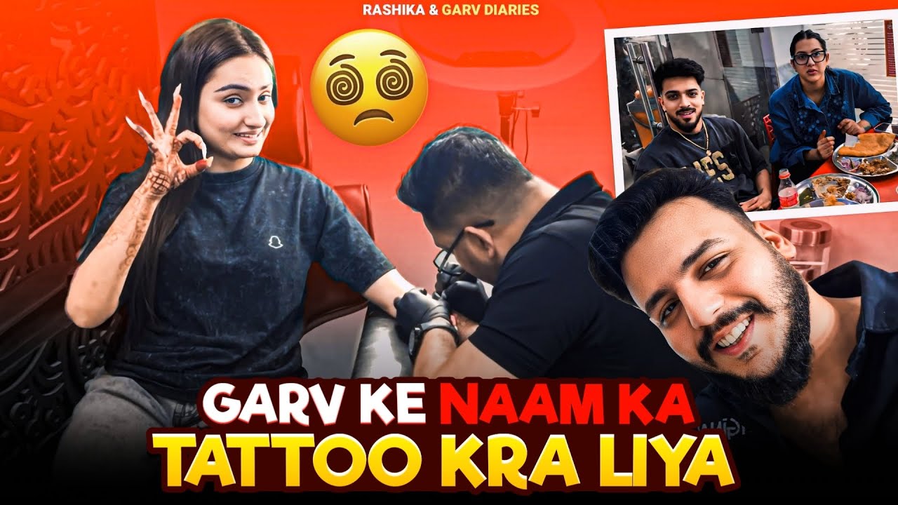 My First Tattoo🥳🥳||Pura din kese Chupaya tattoo🤣🤘||Bhot pain hua tattoo bnawate hue😭😭|| Rashika&Garv