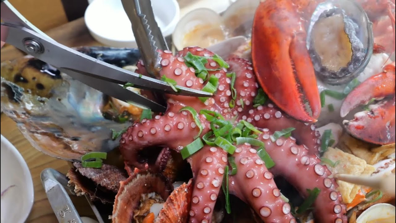various tasty seafood dishes