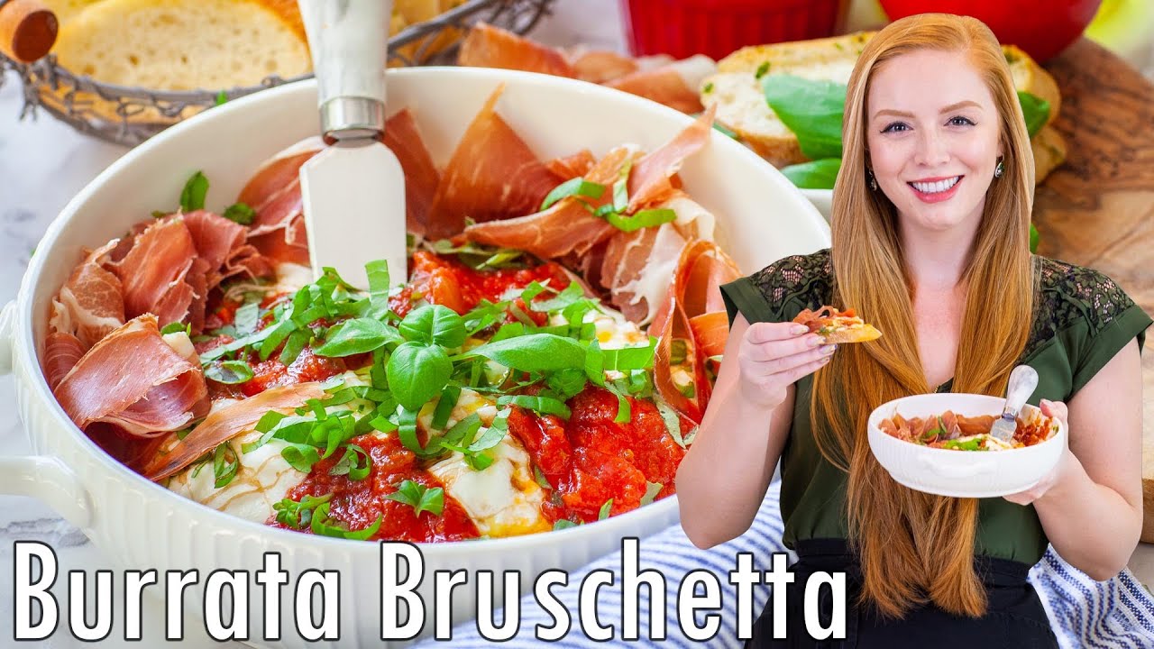 EASY Prosciutto & Burrata Bruschetta Appetizer Recipe | with Garlic Butter Baguette | My Favorite!