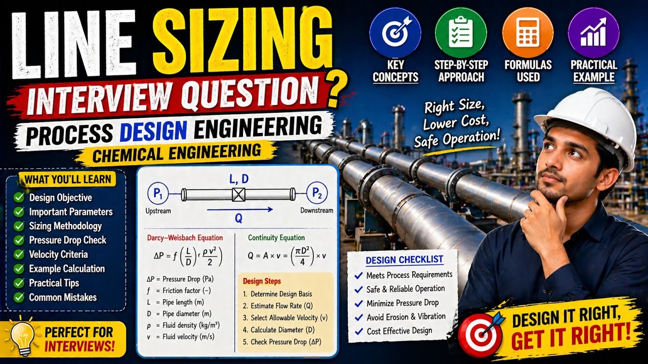 Line Sizing | Interview Questions | Process Design Engineering | Chemical Engineering | Payos 