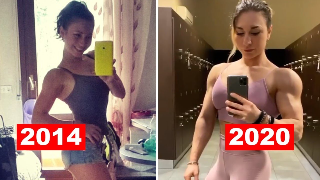 Elena Rago transformation - then and now (2014-2020). Beautiful muscle girl with amazing biceps