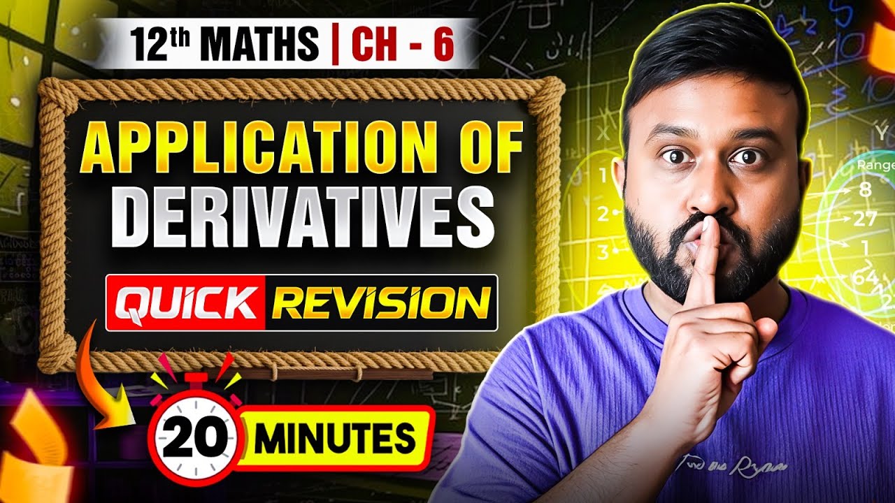 Ch 6 Application of Derivatives | Class 12 Maths | Full Chapter in 40 Min | Board Exam 2026