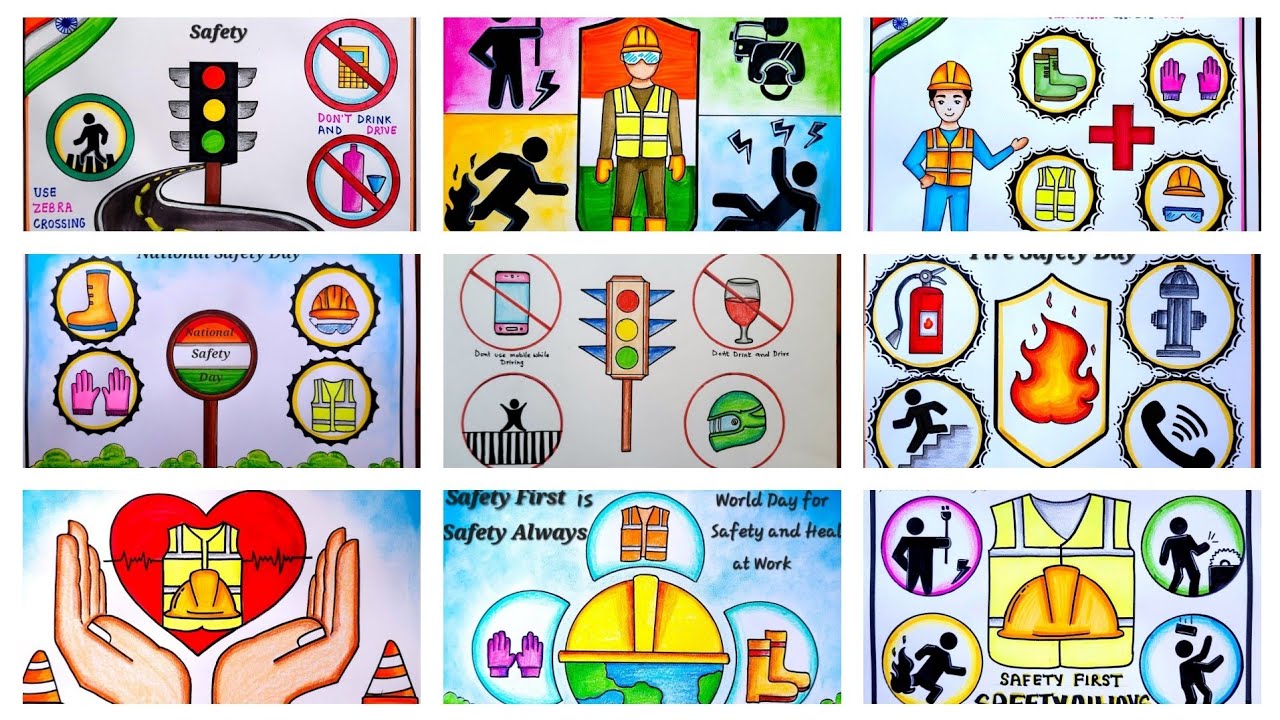 National safety day drawing ideas | Safety Day Poster Drawings |Easy Poster Drawings for Competition