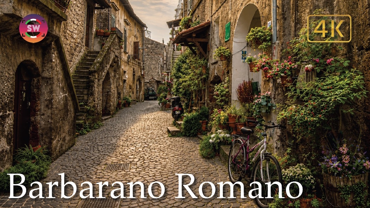 Barbarano Romano (Lazio), Italy【Walking Tour】History in Subtitles - 4K