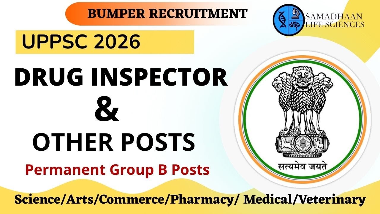 UPPSC Recruitment 2026 | Drug Inspector & Group B Posts | Science&ndash;Arts&ndash;Commerce Eligible