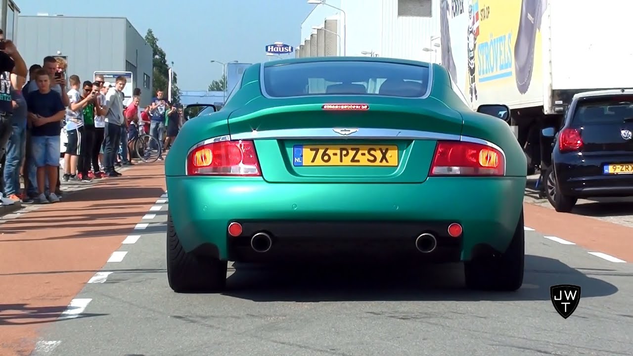 MATTE Green Aston Martin V12 Vanquish Small Burnout & Acceleration SOUNDS!