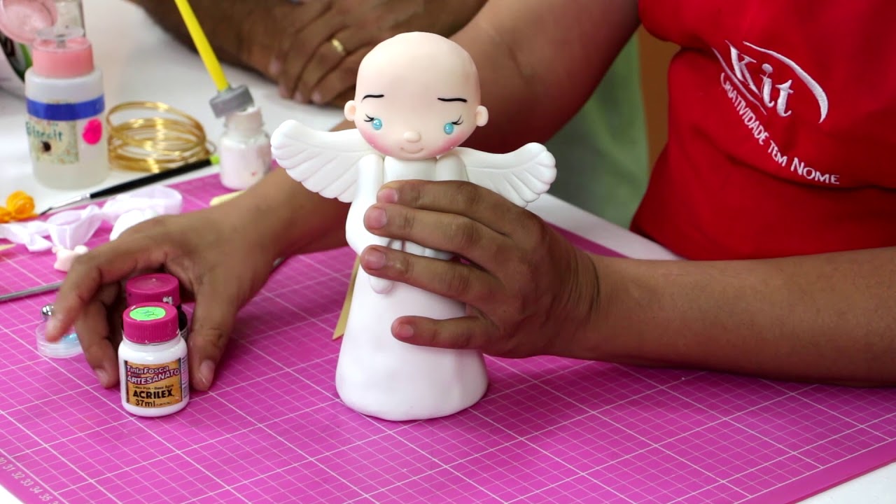 ANJO DECORATIVO EM BISCUIT com ANDREA BEZERRA