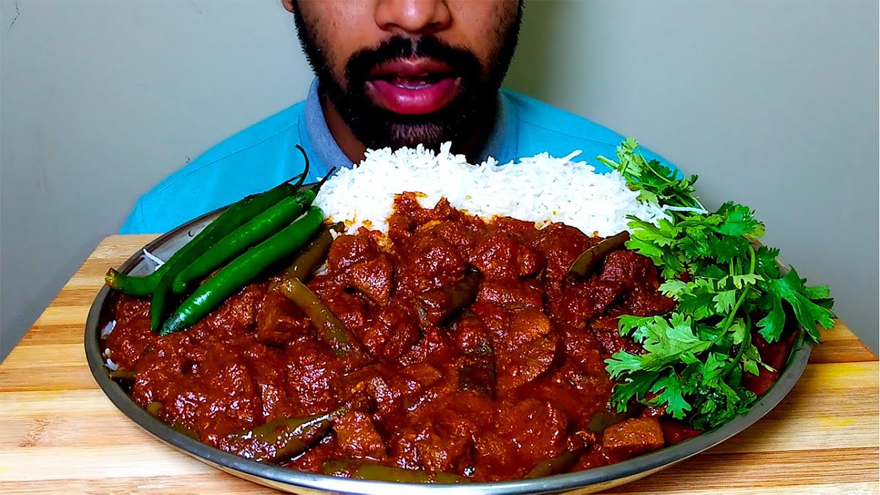 SPICY MUTTON LIVER CURRY || CHILLI || RICE EATING SHOW|#HungryPiran