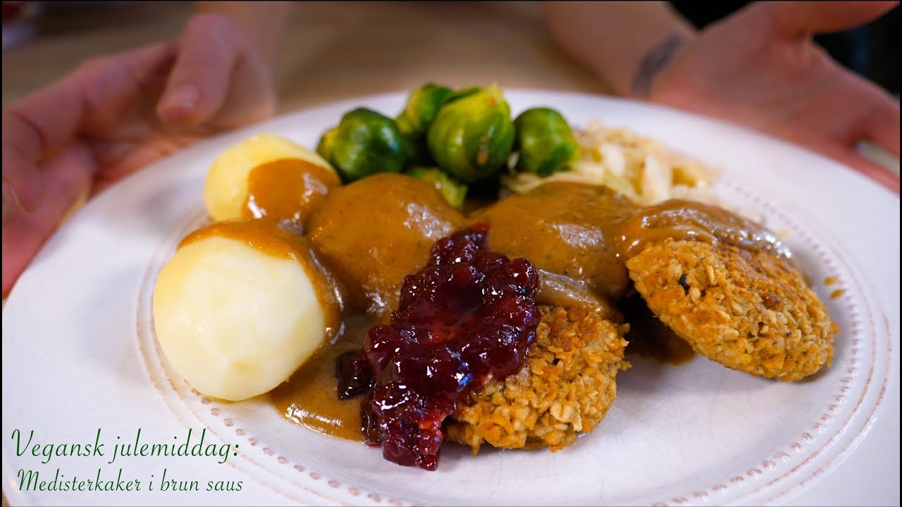 Vegansk julemat: Medisterkaker i brun saus