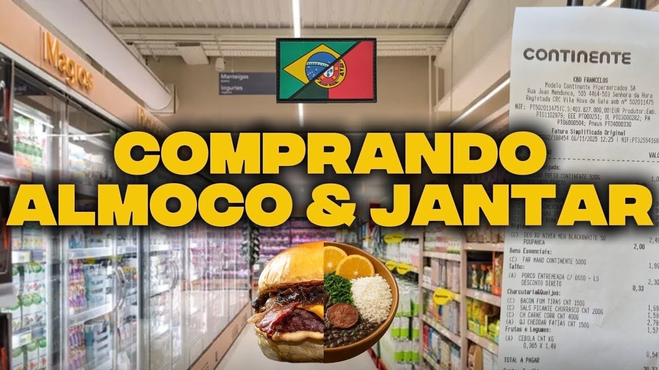 🇵🇹💶 PREÇOS NO SUPERMERCADO EM PORTUGAL 2025 | Veja Quanto Gastei Fazendo Almoço e Jantar 🛒