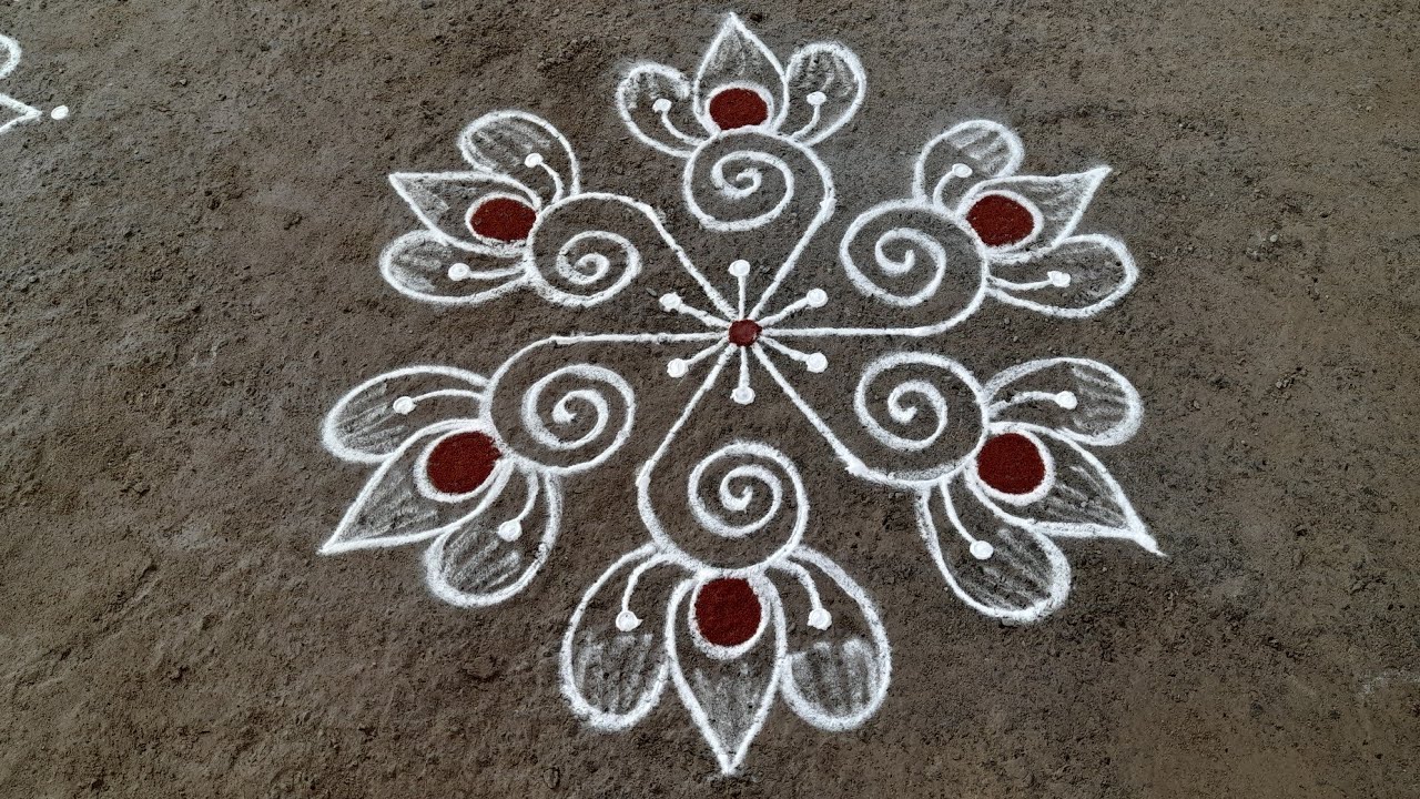 simple rangoli 3*2dots small beautiful lotus kolam Anu'srangoli festival rangoli pandagamuggulu