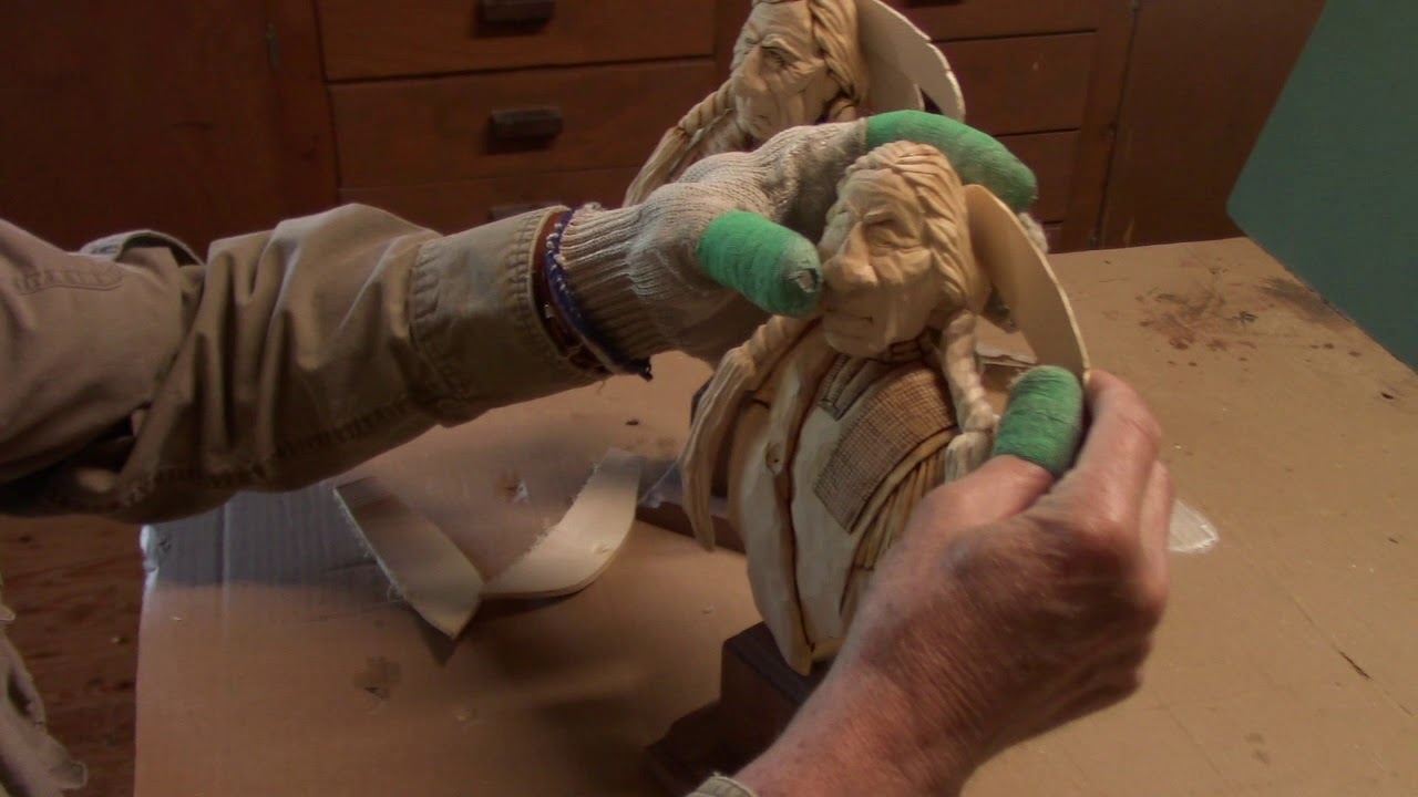 Carving A Native American Bust With Shield   Part 6