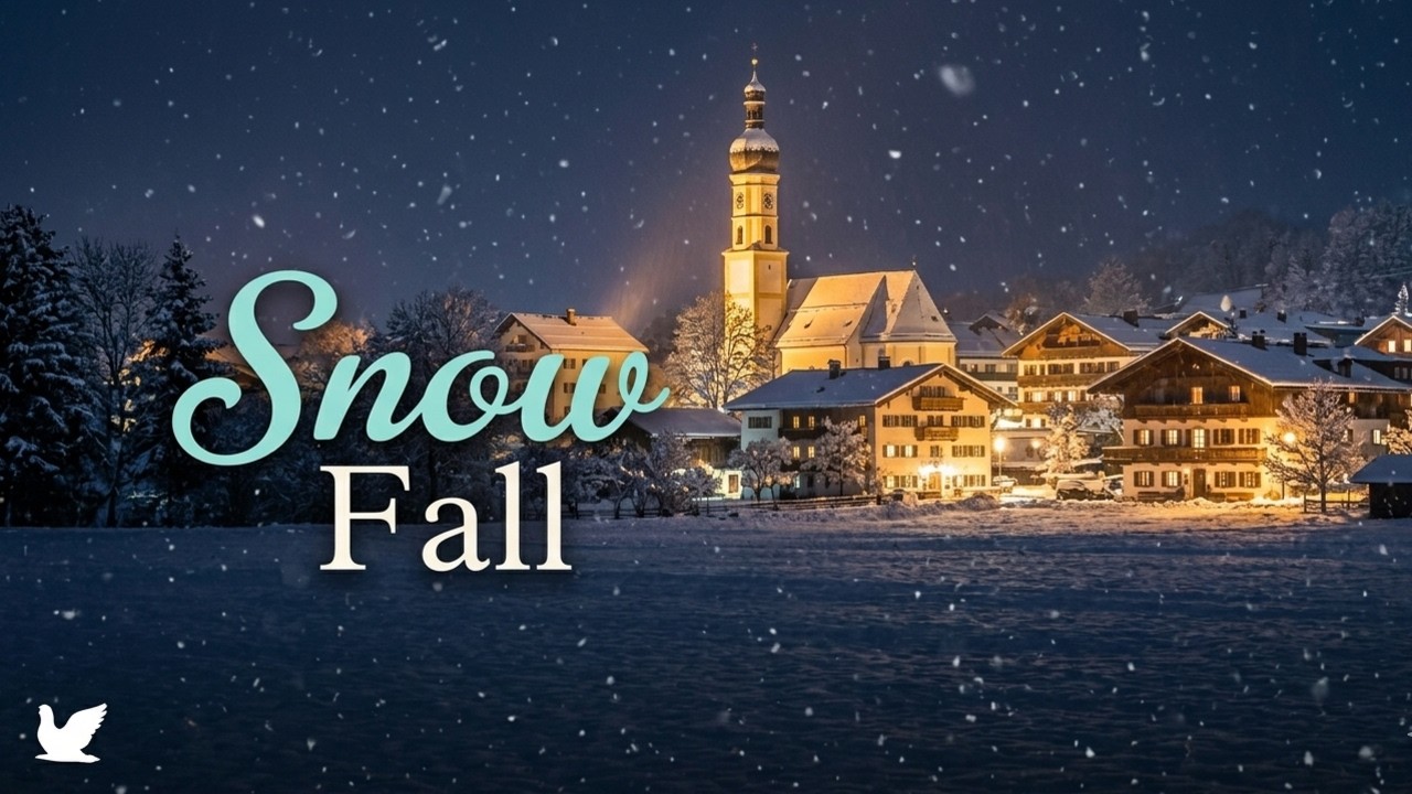 Snowy Evening in a Quiet Village ❄️ Street Lights & Relaxing Ambient Music