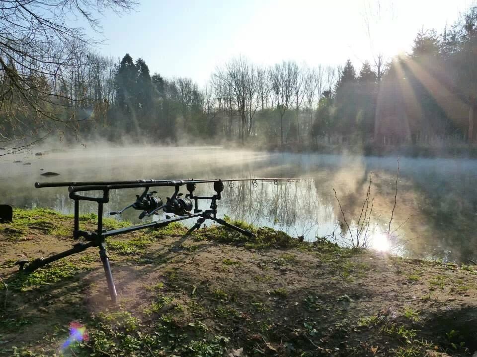 Karpfenangeln im Februar am kleinen Fluss
