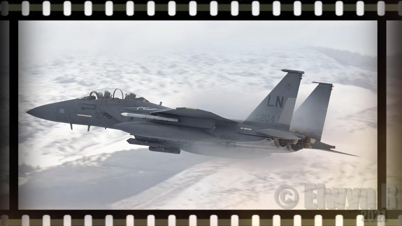 USAF F-15 Eagle in Snow Flying through the Mach Loop.