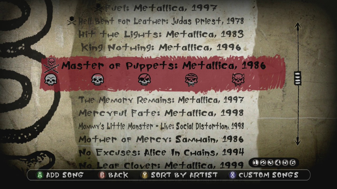 Guitar Hero Metallica songlist
