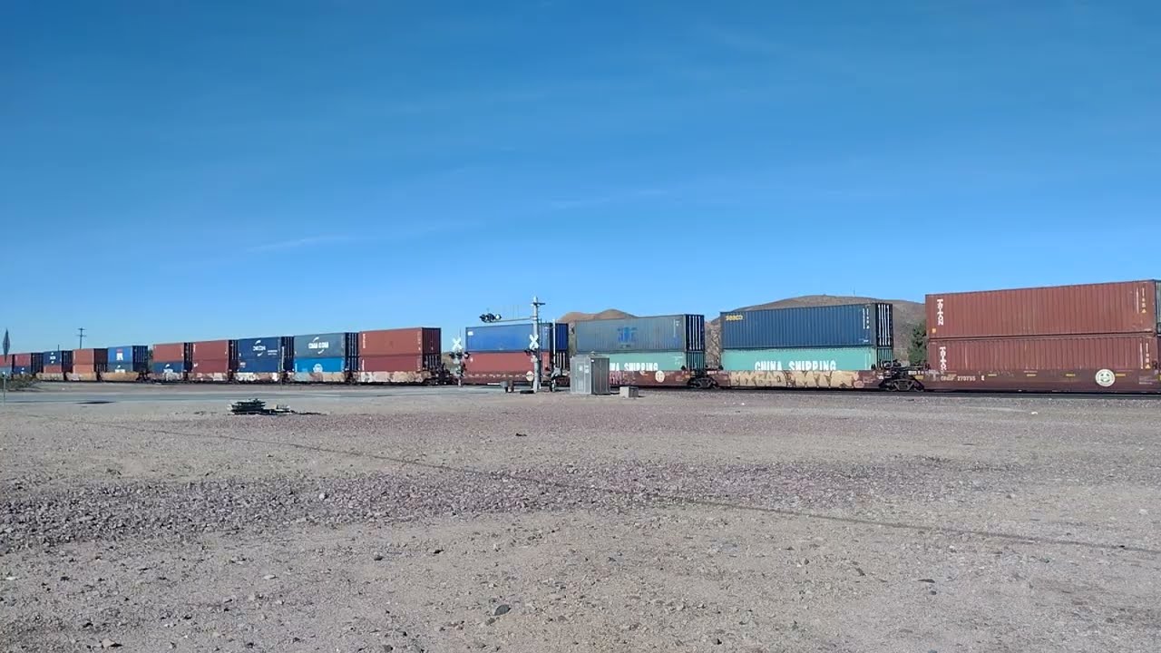 Monster EB BNSF Port Stack Train At Daggett CA! #bigbossrailfanner