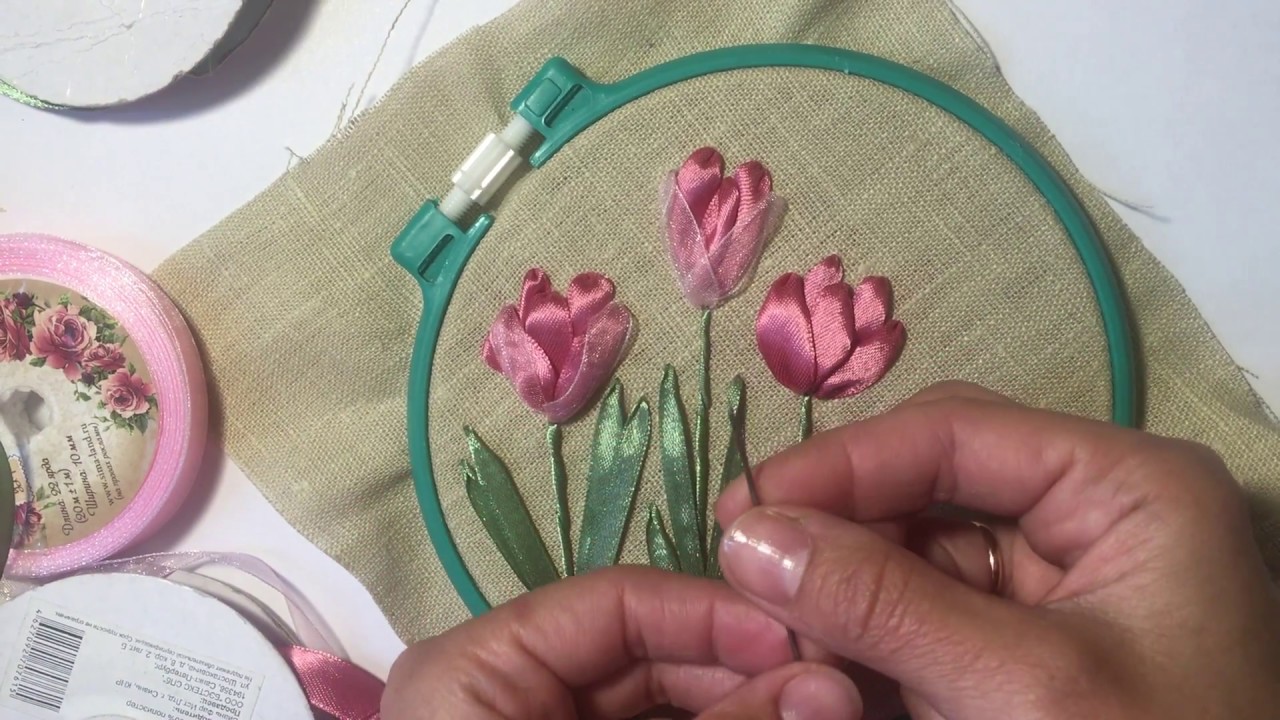 Крокусы вышитые лентами / Crocuses embroidered ribbons
