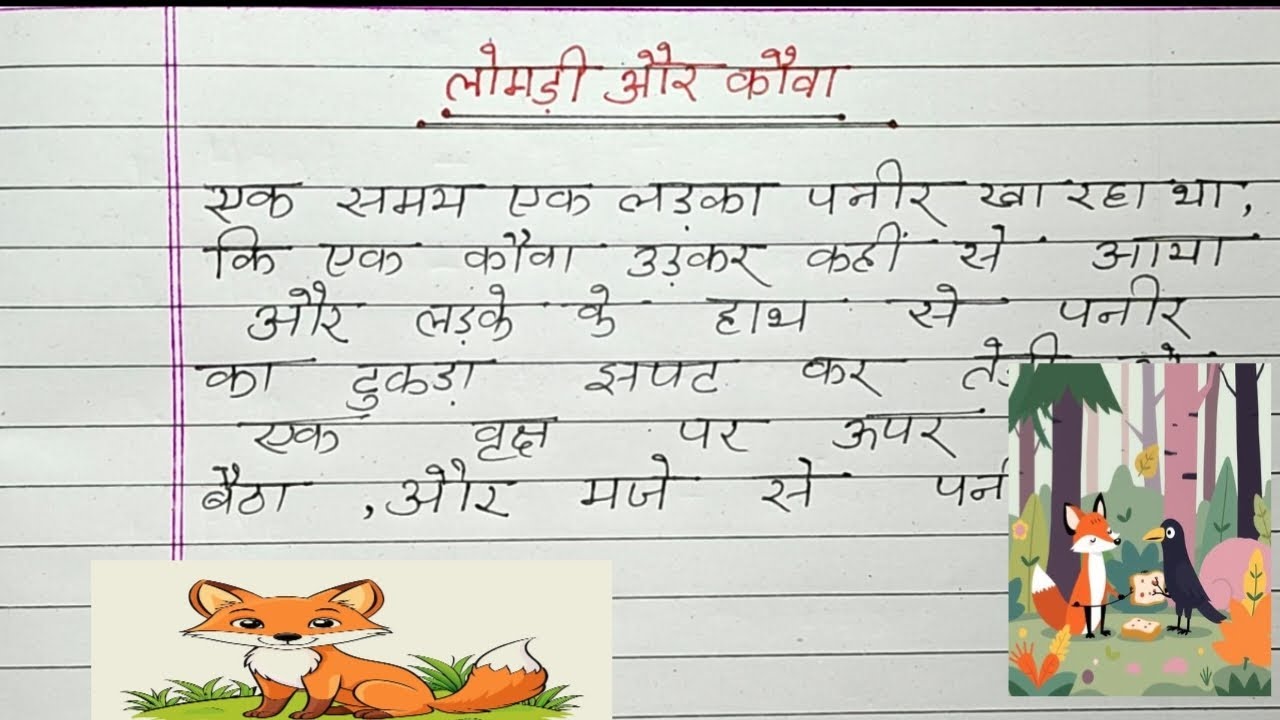 चालाक लोमड़ी और मुर्ख कौवा की कहानी /Chalak Lomdi aur Kauwa/ कहानी लेखन-लोमड़ी और कौआ/Story in Hindi