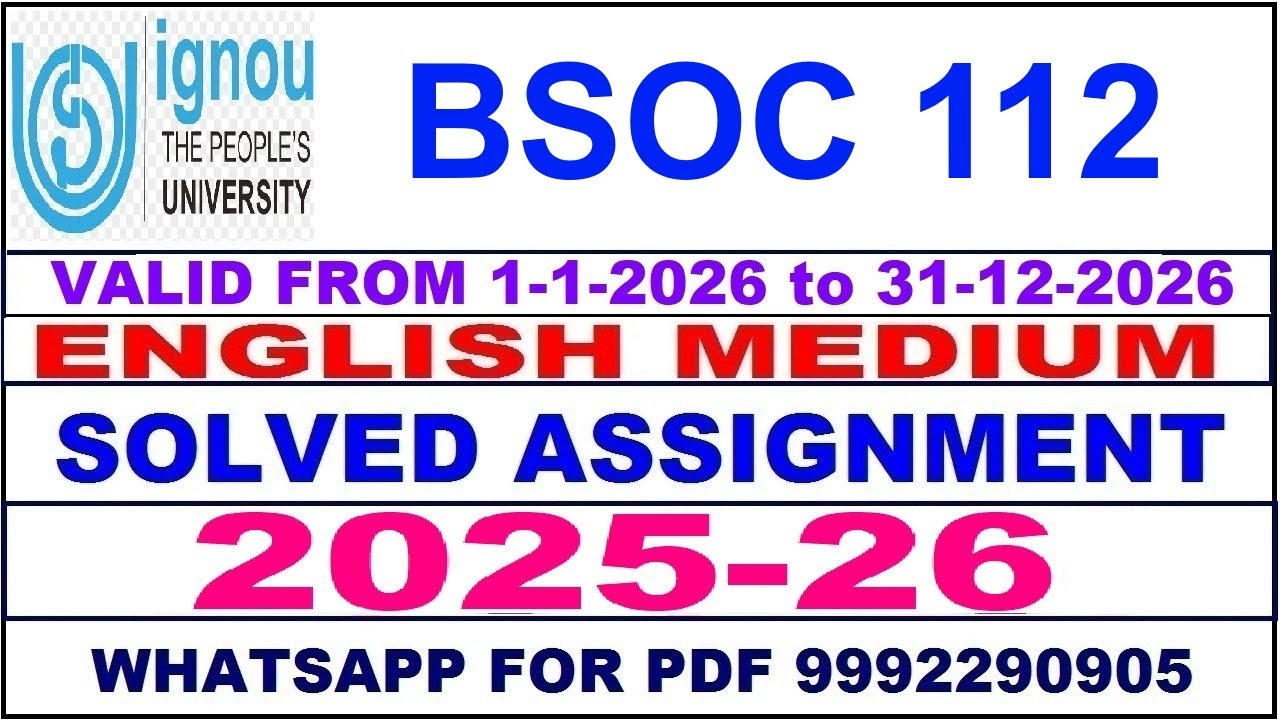 BSOC 112 solved assignment 2025-26 in English || bsoc 112 solved assignment 2026 || bsoc112 2025-26