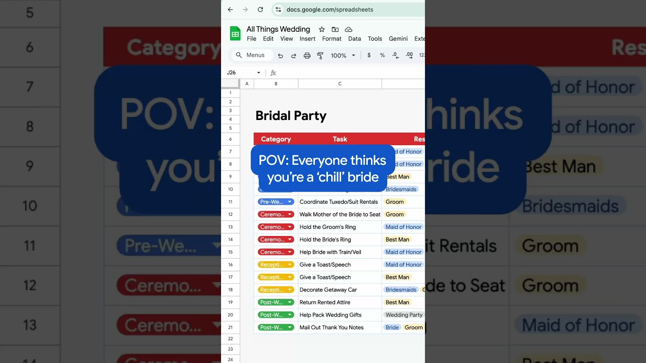 Behind every fun, relaxed, and easy going bride is a spreadsheet that made it possible. #Shorts 👰🏻